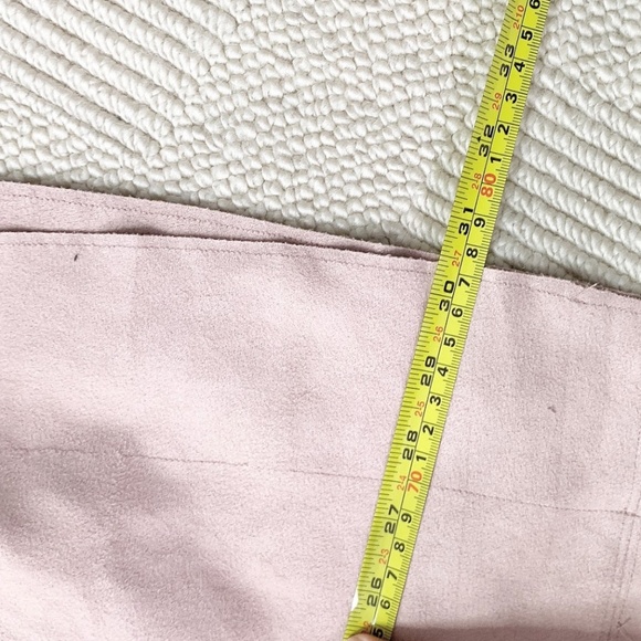 Windsor Pink Suede V Neck Dress w pockets on side - Picture 3 of 7